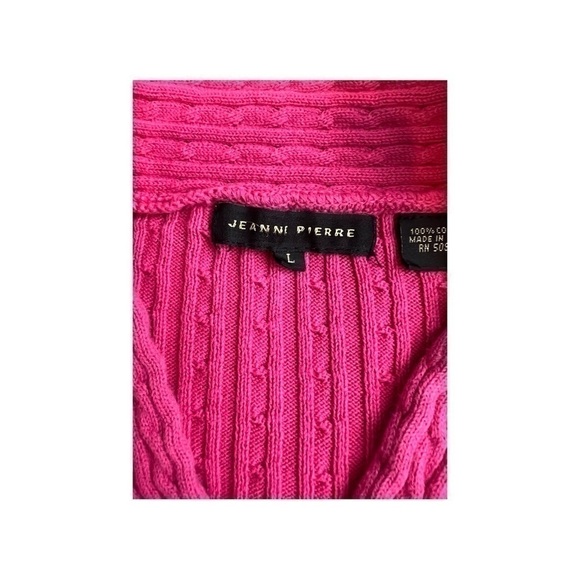 JEANNE PIERRE V Neck 3/4 Sleeve Barbie Pink 100% Cotton Size Large - Picture 4 of 9